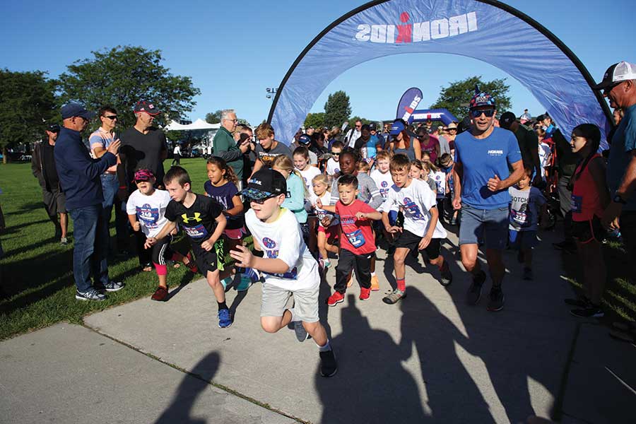 Kids competed in the IRONKIDS race prior to the IRONMAN 70.3 Traverse City.